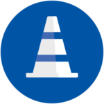 simple icon of a striped construction cone